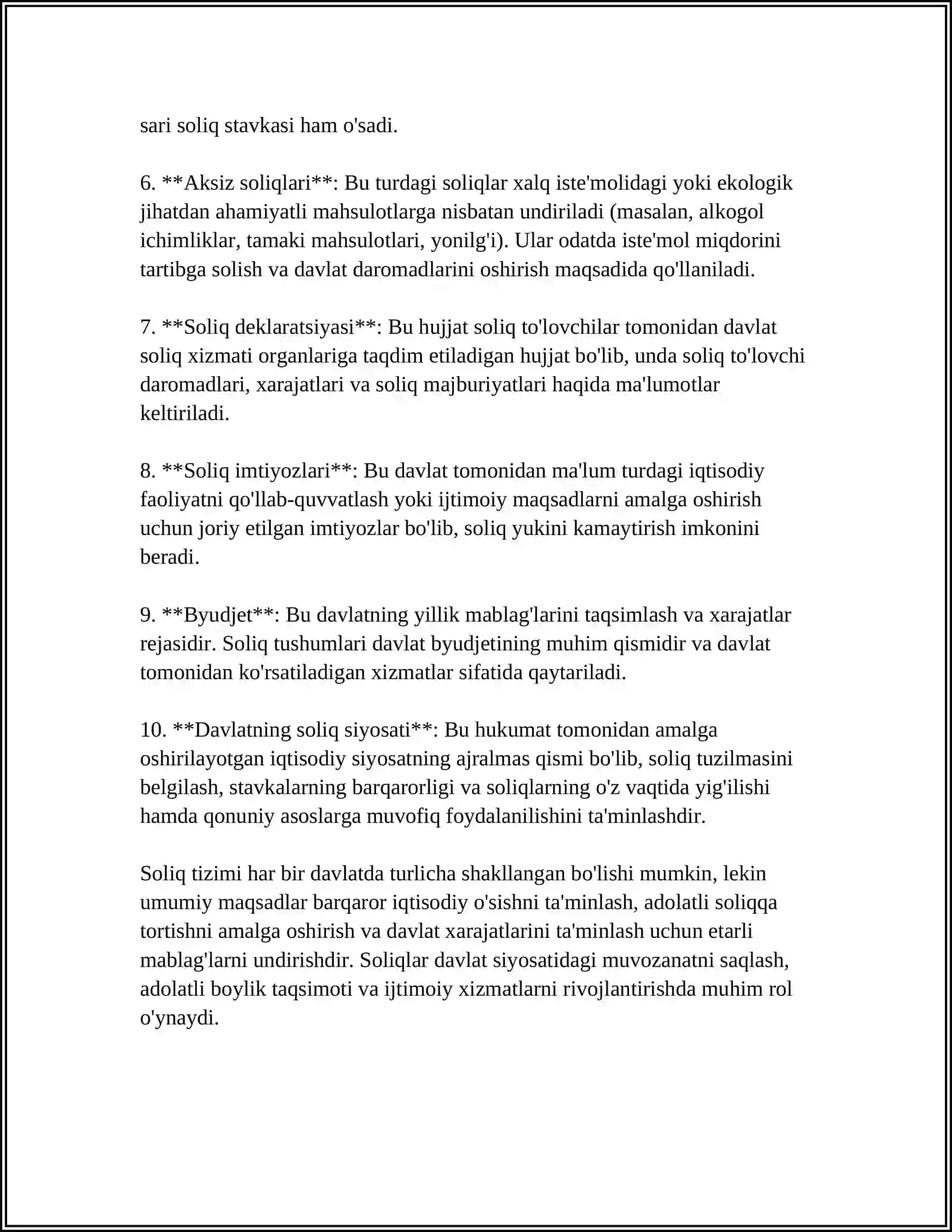 BOZOR IQTISODIYOTI SHAROITIDA SOLIQLAR VA UNING VAZIFALARI 4
