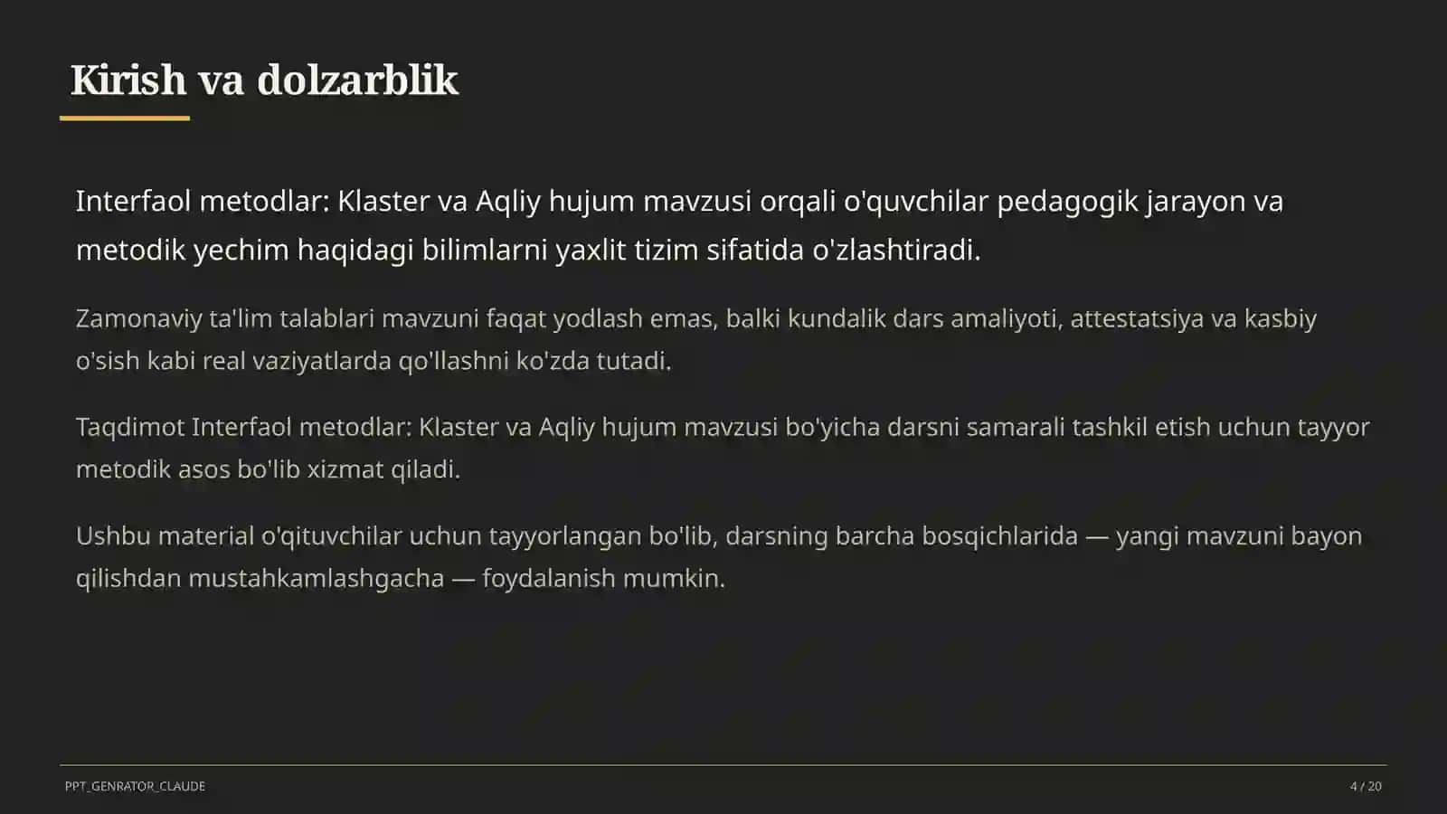 Interfaol metodlar: Klaster va Aqliy hujum 4