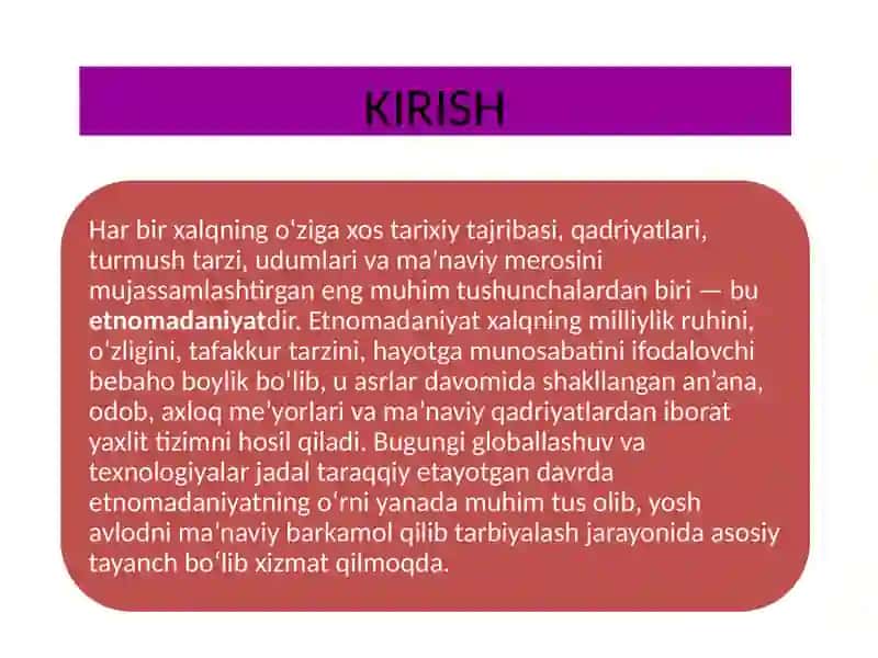 Etnomadaniyatning yosh avlod ma'naviyatini shakllantirishdagi o'rni 4
