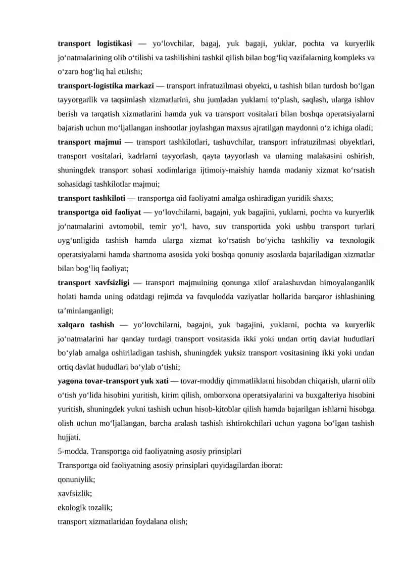 HAVO TRANSPORTI BILAN BOG‘LIQ HUQUQBUZARLIKLAR UCHUN MA’MURIY JAVOBGARLIK 4