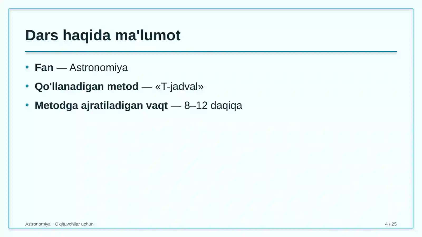 astronomiya darslarida t jadval metodidan foydalanish 9554 4