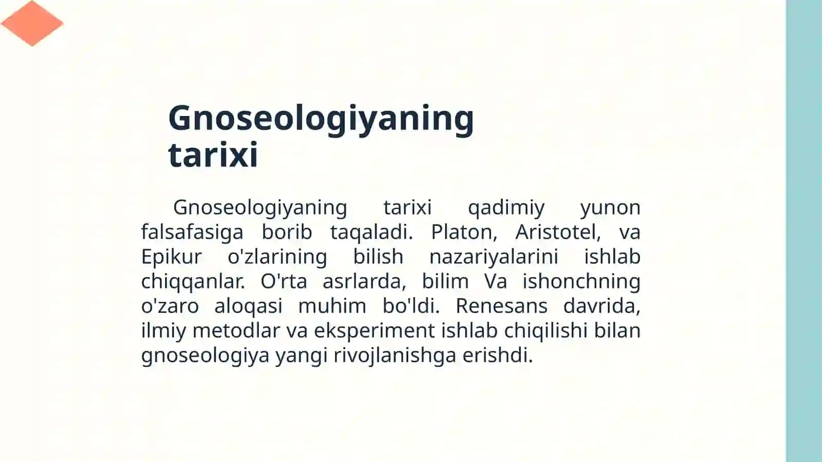 Gnoseologiya-bilishnioʻrganuvchifalsafasohasi 4