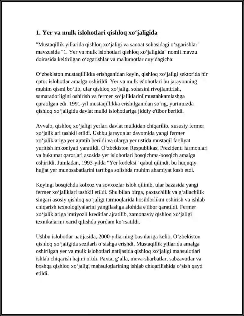 MUSTAQILLIK YILLARIDA QISHLOQ XOʻJALIGI VA SANOAT SOHASIDAGI OʻZGARISHLAR 4