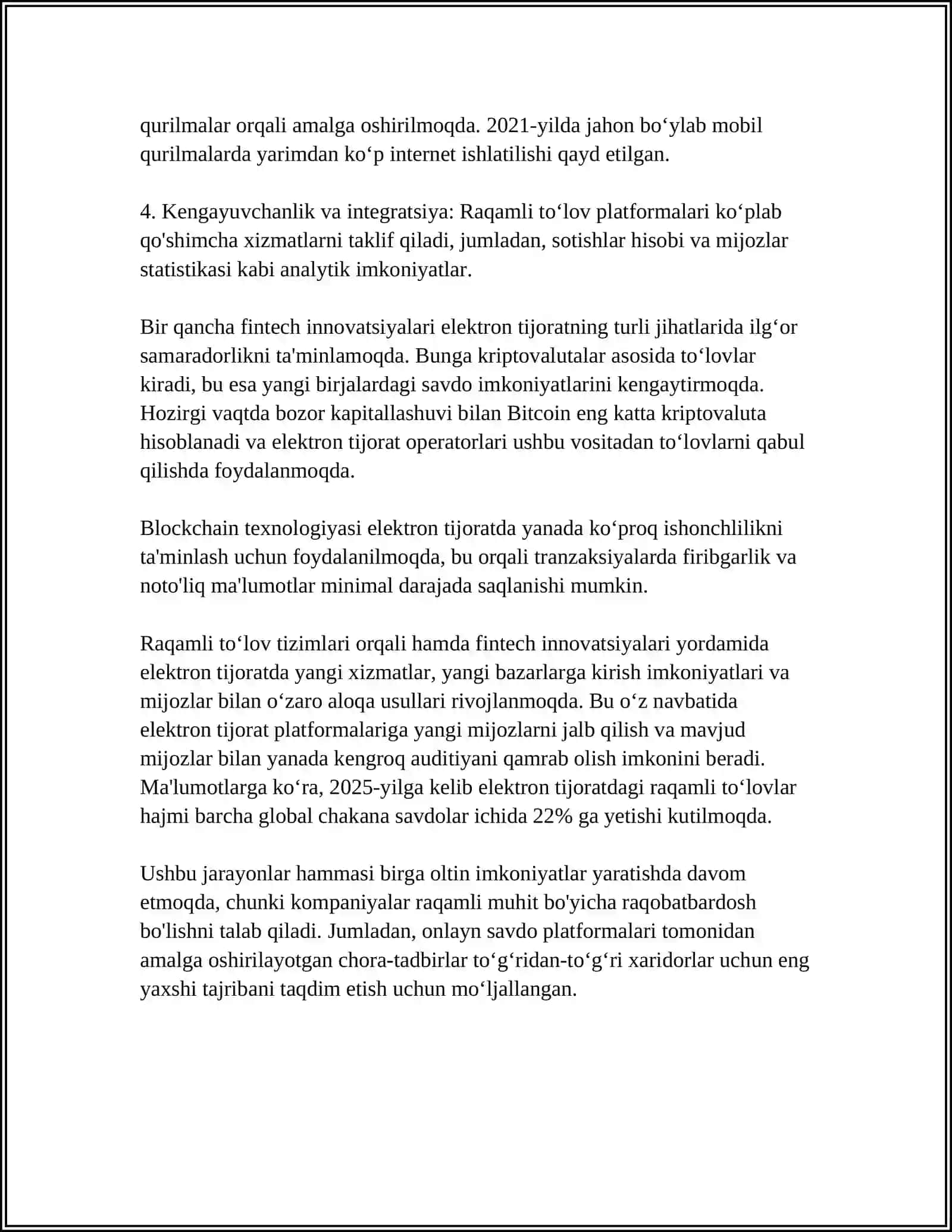 ELEKTRON TIJORATDAGI RAQAMLI INNOVATSIYALAR 4