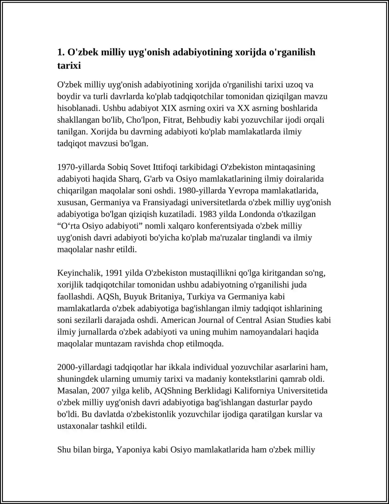 O'zbek milliy uyg'onish adabiyotining xorijda tadqiq qilinishi 4