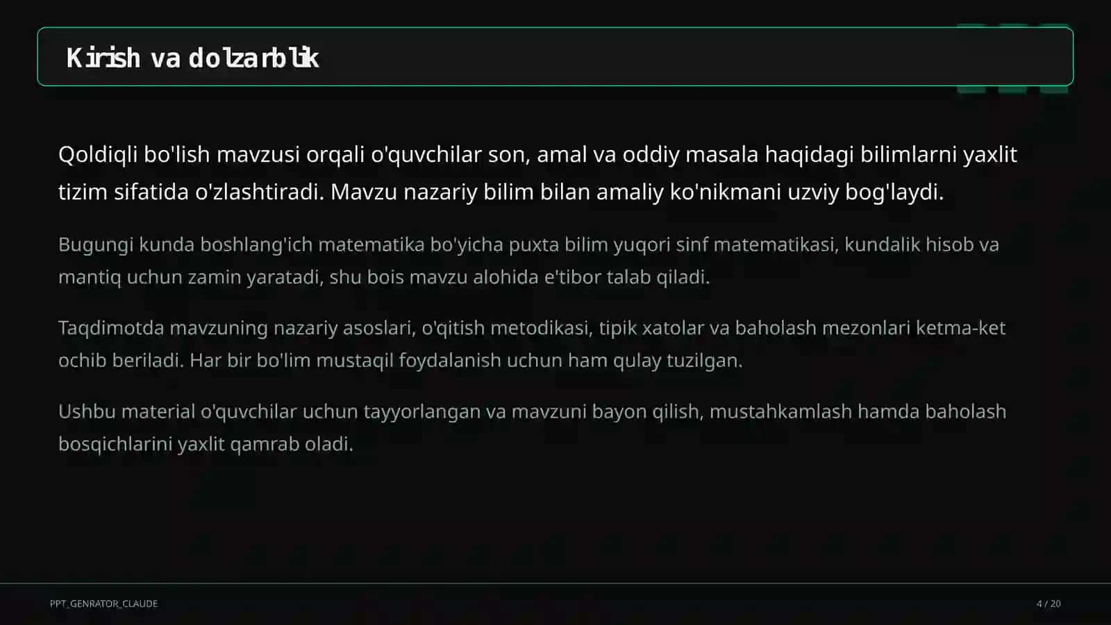 Qoldiqli bo'lish (3-sinf) 4