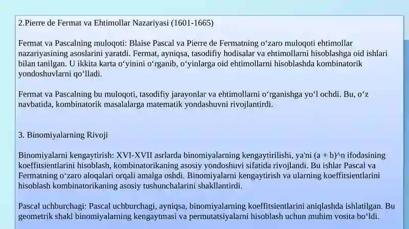 Kombinatorika fanining rivojlanish tarixi 4