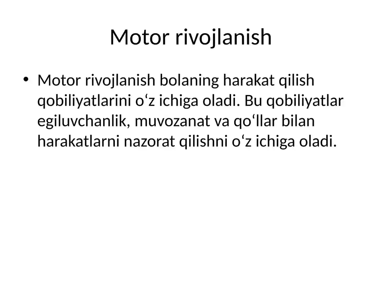 Sensor va Motor Rivojlanish 4