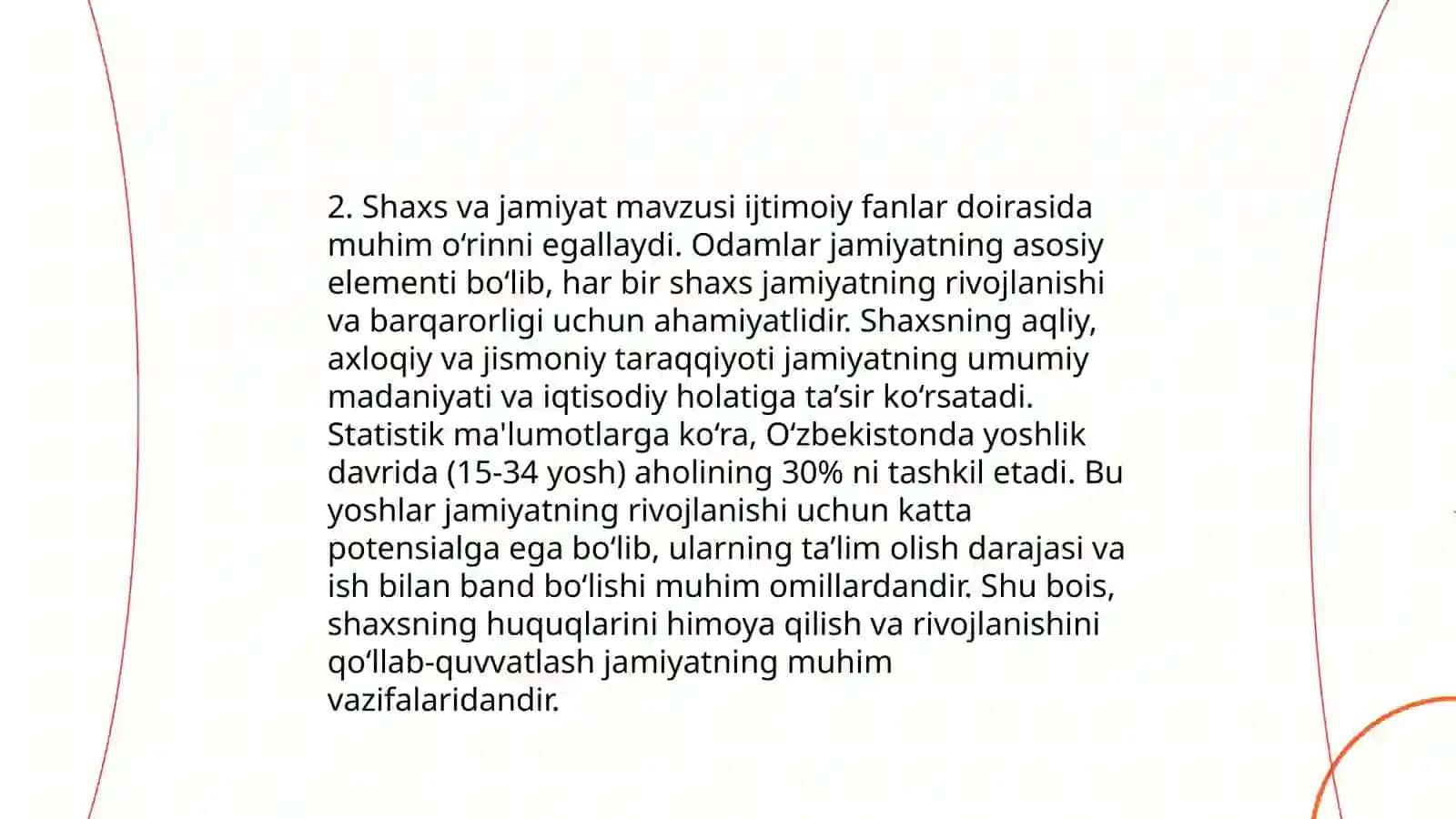 Reja: Shaxsning rivojlanishi 4