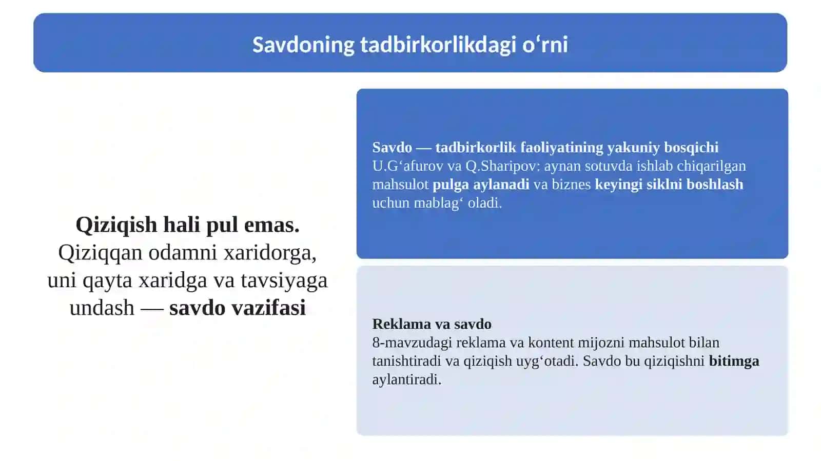 9-Mavzu. Savdo jarayonini tashkil etish va mijozlar bilan ishlash. 4