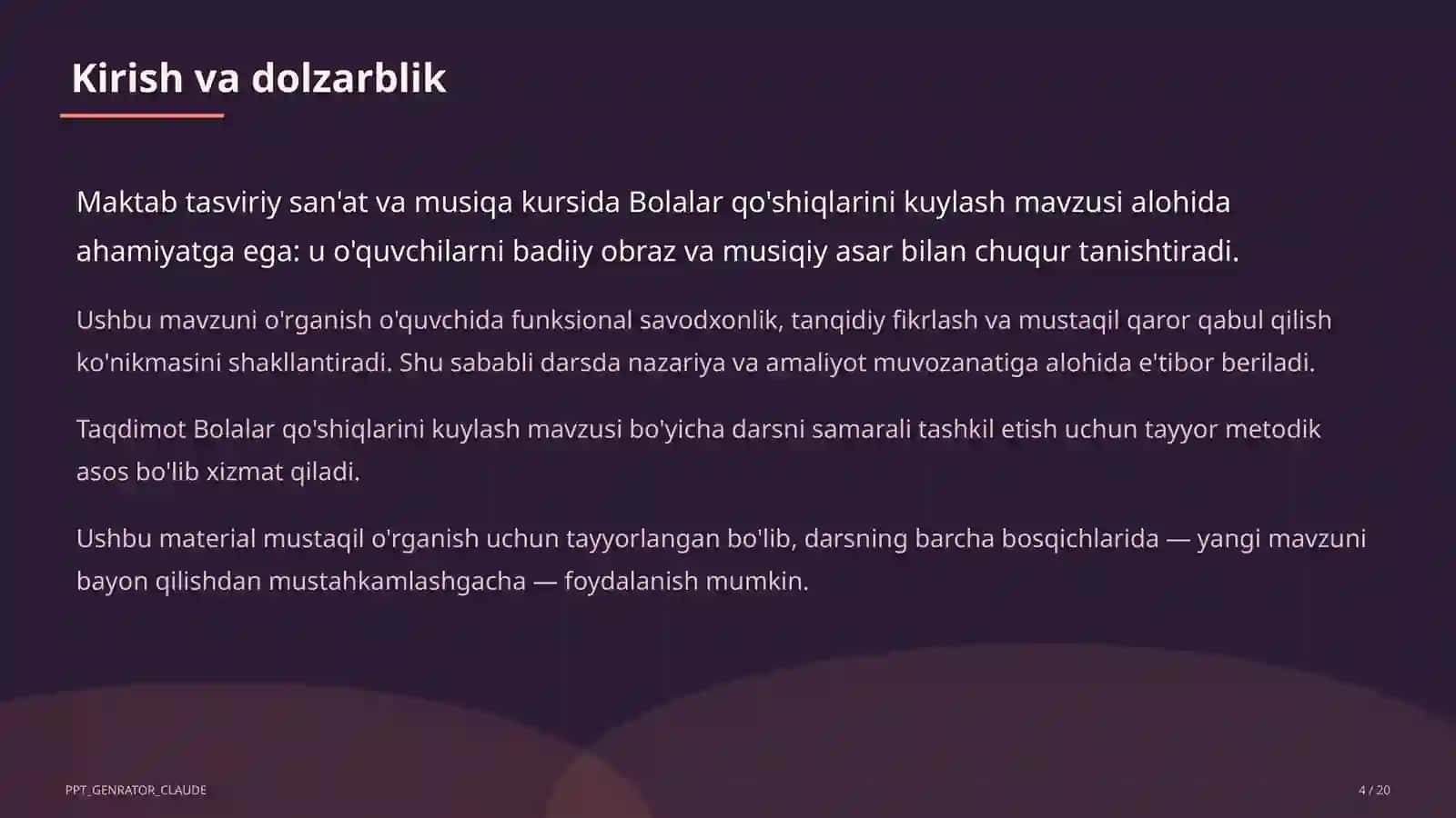 Bolalar qo'shiqlarini kuylash (1-sinf) 4