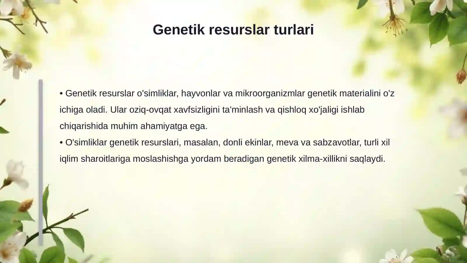 Biologik xilma xillikni saqlash va genetik resurslarini asrash 4