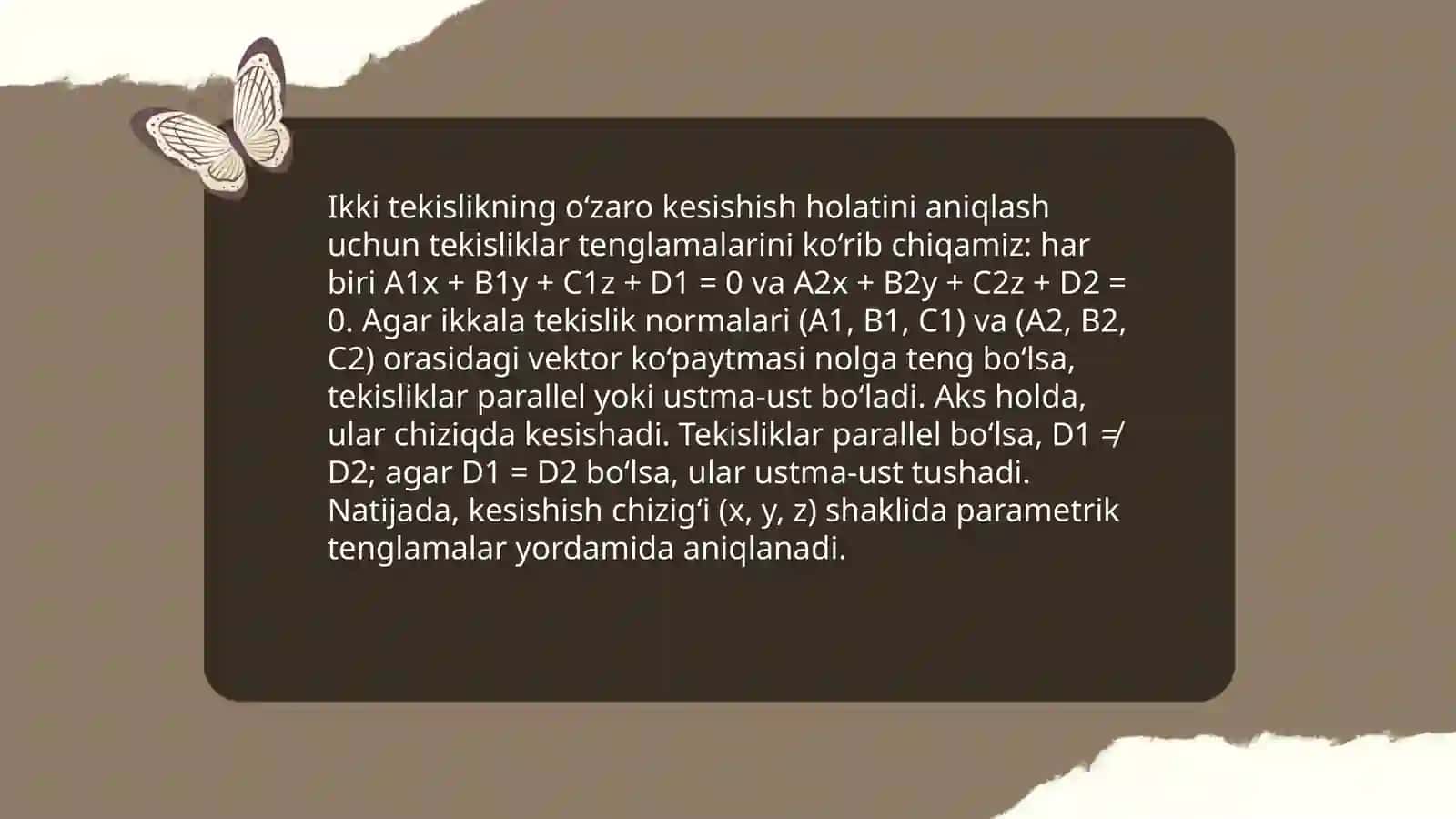 Ikki tekislikning o’zaro holati 4
