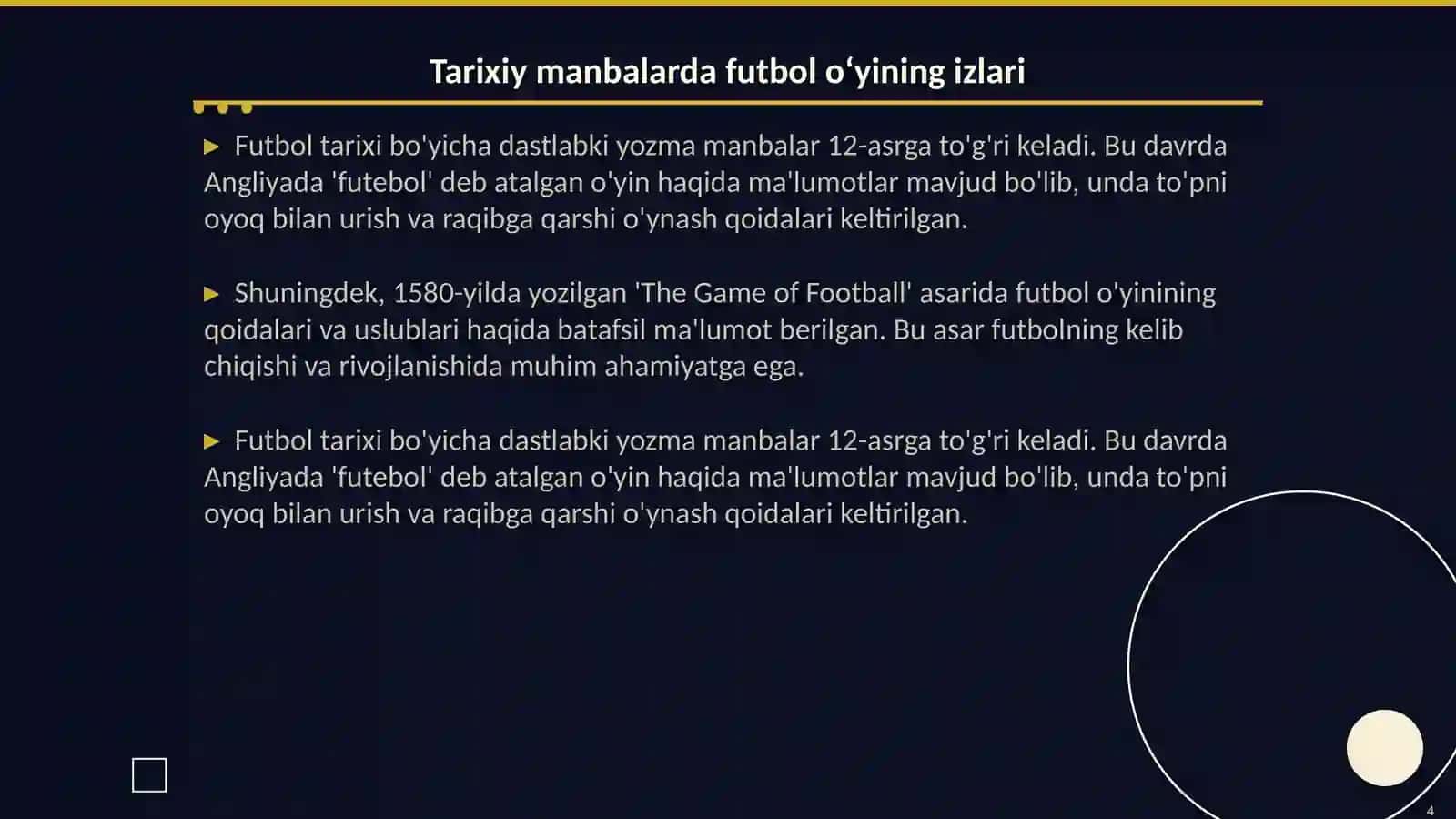 Futbol o'yini kelib chiqishi va rivojlanish tarxi 4