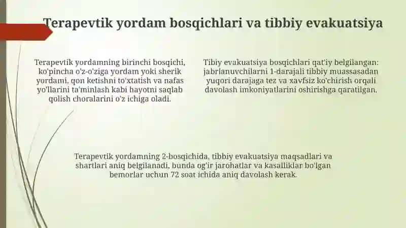 Armiyada terapevtik yordamni tashkil etish asoslari 4