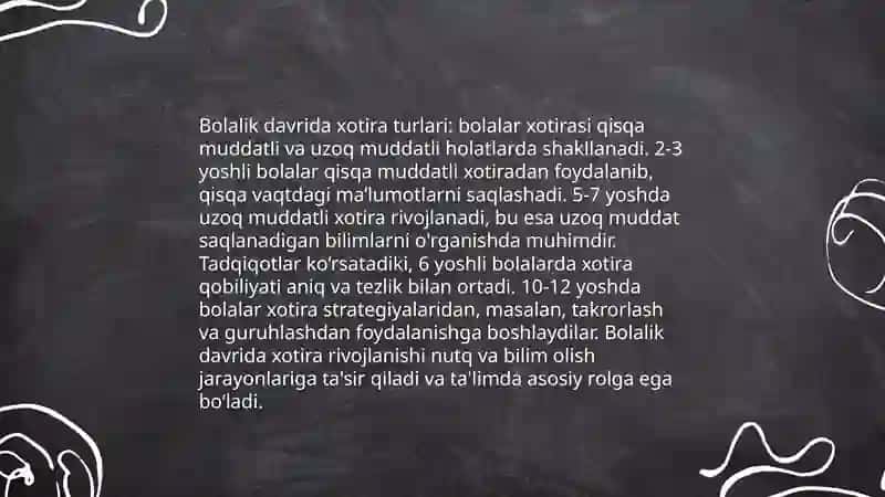 Bolalarda Xotirani rivojlanishi 4