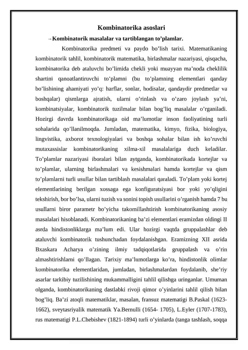 Bo’laklashlar kombinatorikasi 4