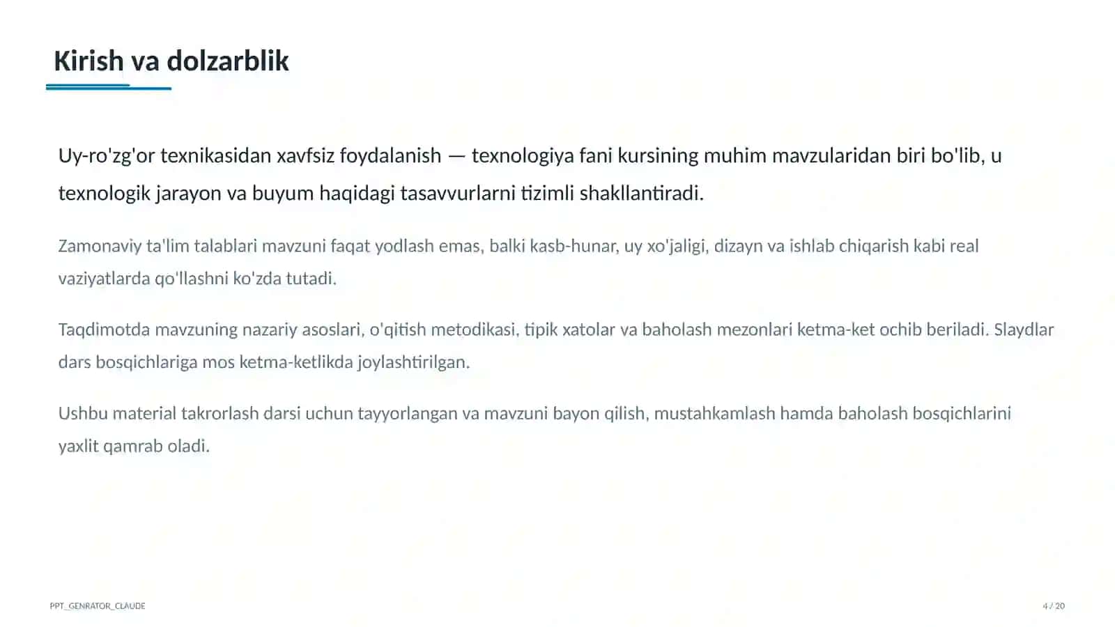 Uy-ro'zg'or texnikasidan xavfsiz foydalanish (7-sinf) 4