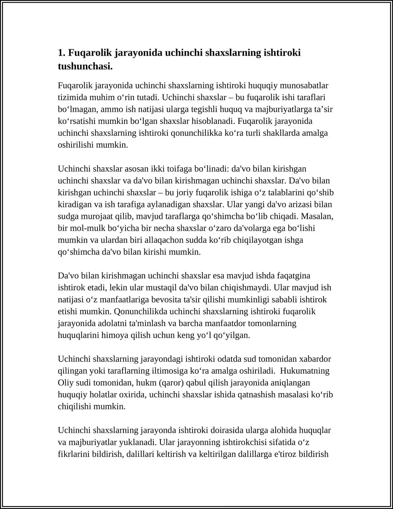 FUQAROLIK PROTSESIDA UCHINCHI SHAXSLARNING ISHTIROKINING O'ZIGA XOS JIHATLARI MILLIY VA XORIJIY TAJRIBA 4