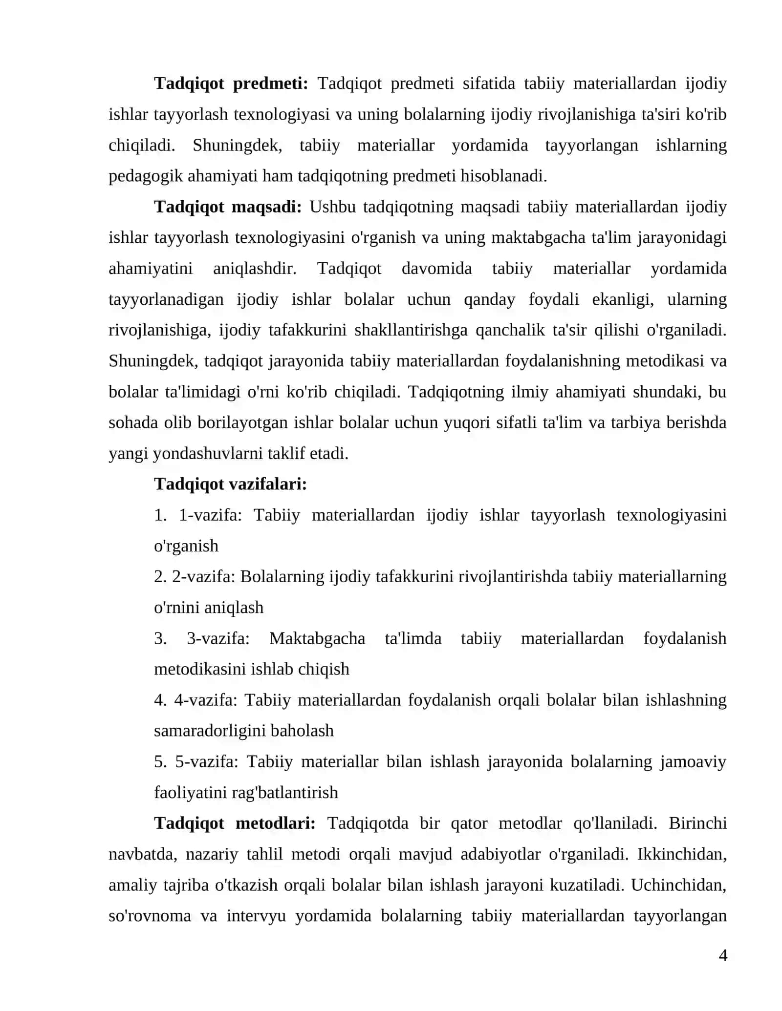 "Tabiiy materiallardan ijodiy ishlar tayyorlash texnologiyasi" 4