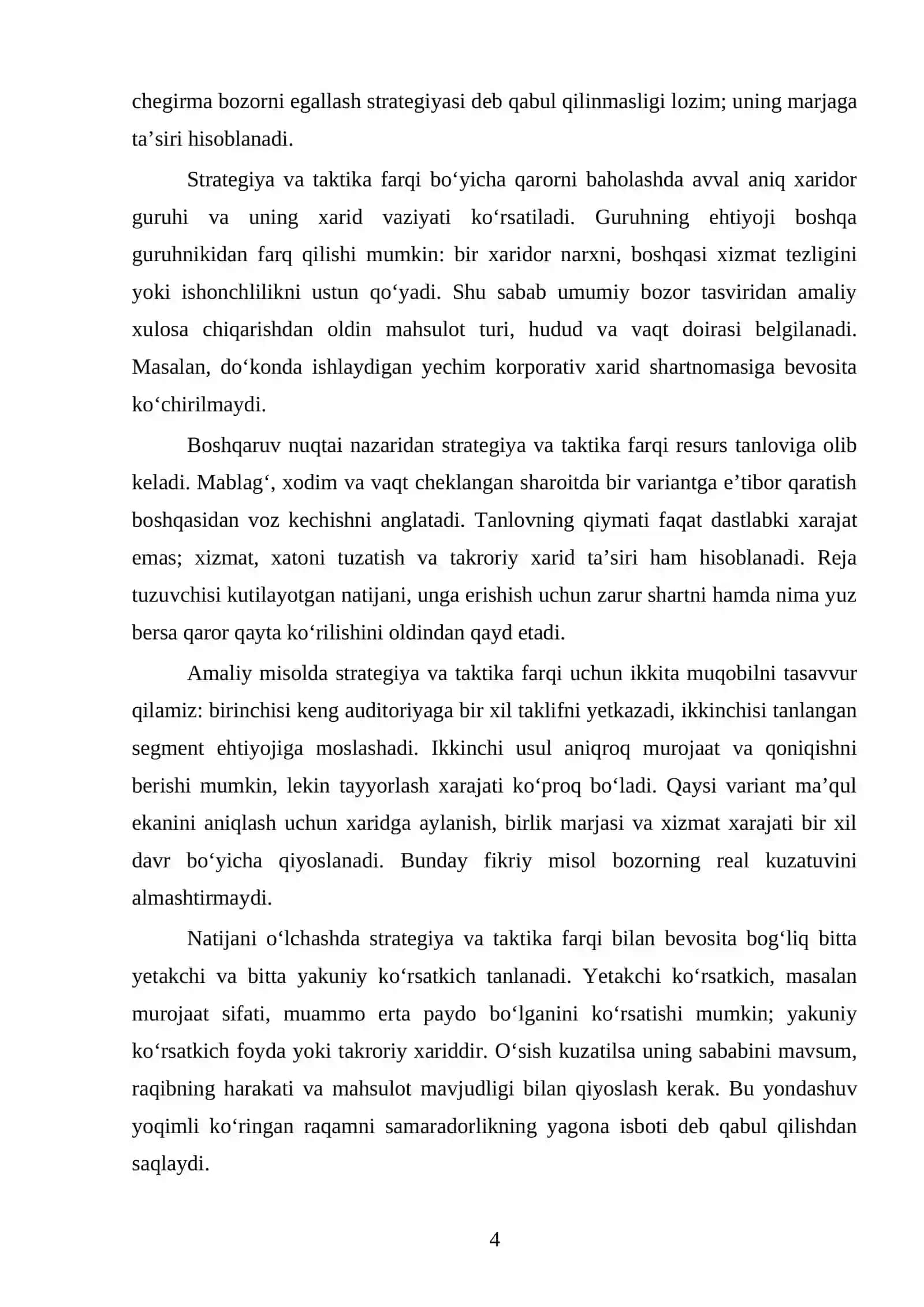 Strategik va taktik rejalashtirish KURS ISHI 4
