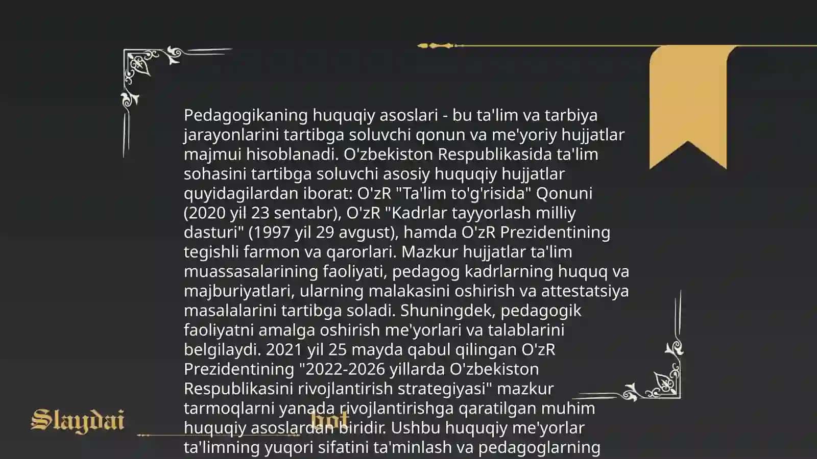 Pedagogik faoliyatning kasbiy-huquqiy asoslari 4