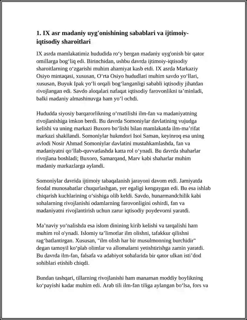 IX ASRLARDA MAMLAKATIMIZ HUDUDIDA RO'Y BERGAN MADANIY UYG'ONISH (RENESSANS) 4