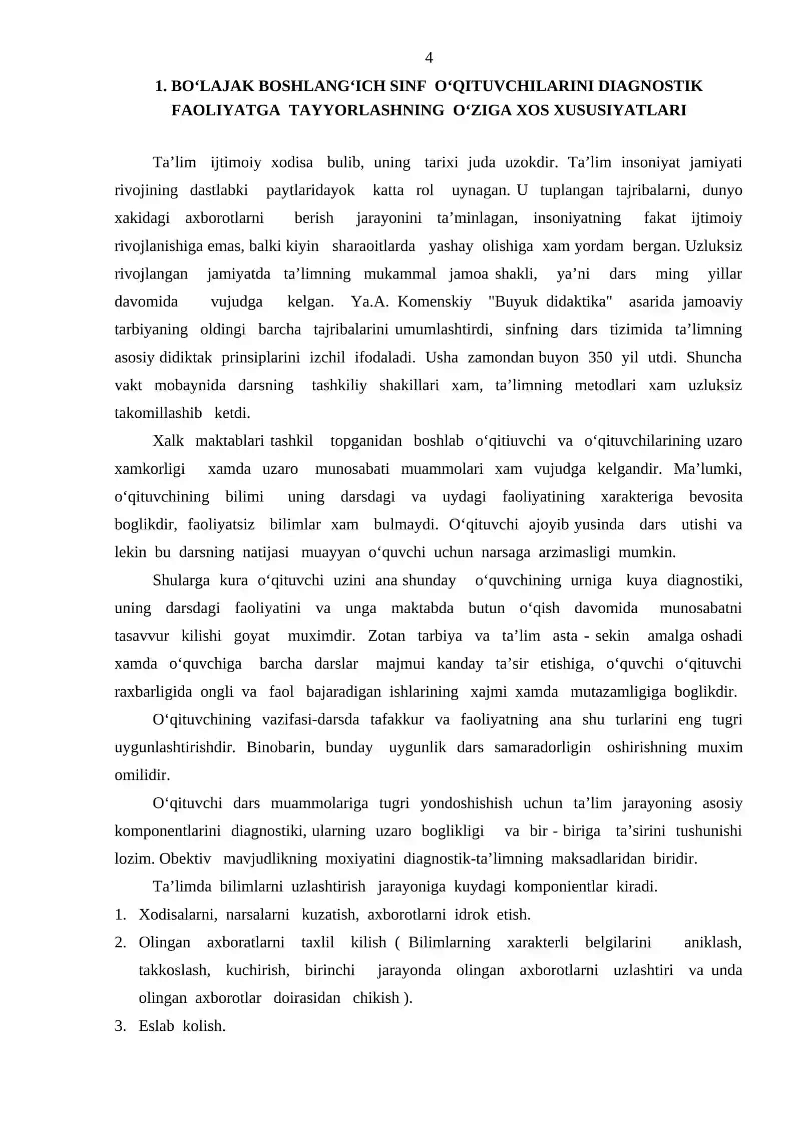 Bo‘lajak boshlang‘ich sinf o‘qituvchilarini diagnostik faoliyatga tayyorlashning ilmiy asoslari 4