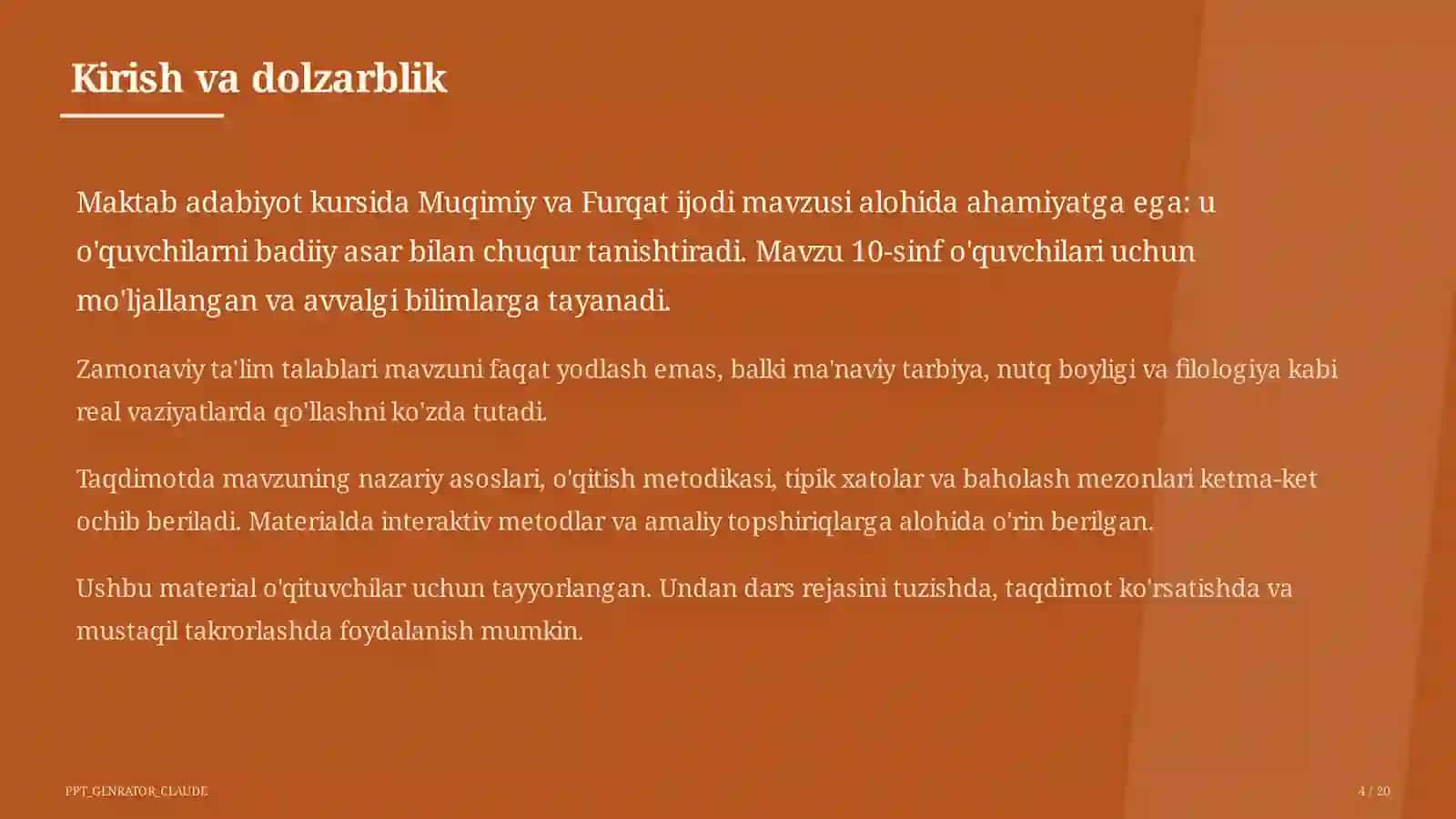 Muqimiy va Furqat ijodi (10-sinf) 4
