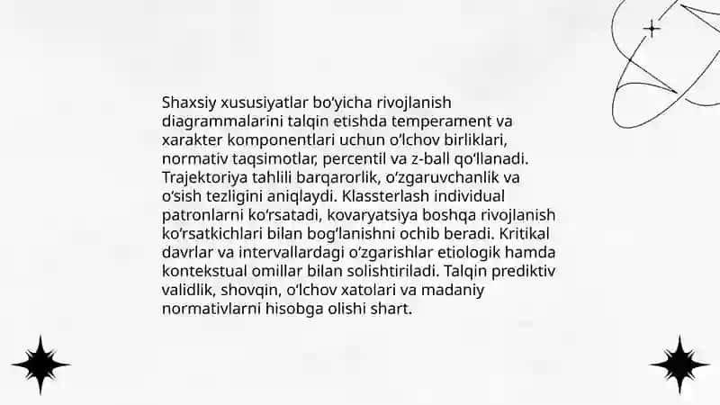 Rivojlanishning yoshga va individual xususiyatlariga oid tadqiqotlar tahlili. Psixologik diagramma va ularning imkoniyatlari 4