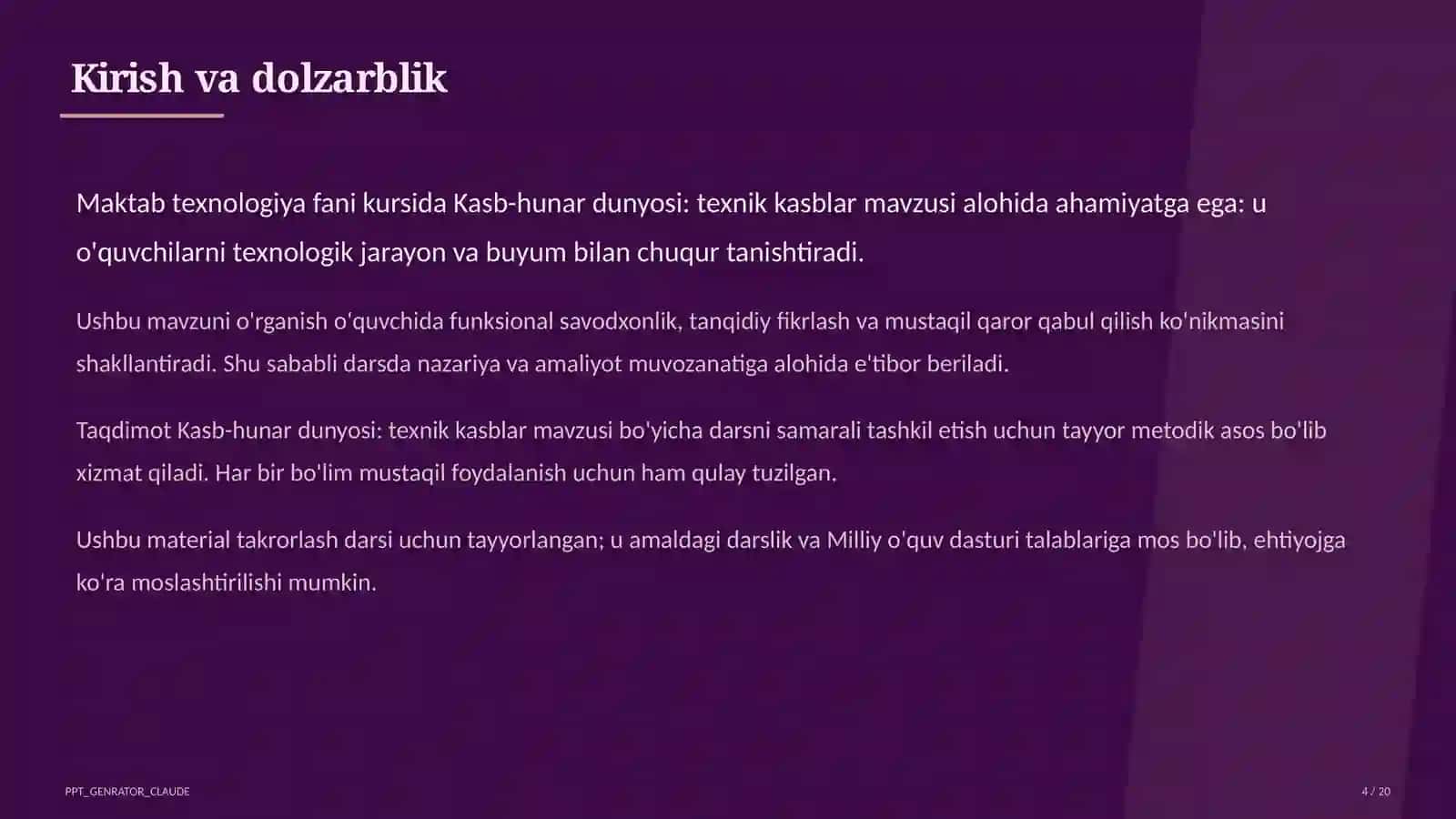 Kasb-hunar dunyosi: texnik kasblar (9-sinf) 4