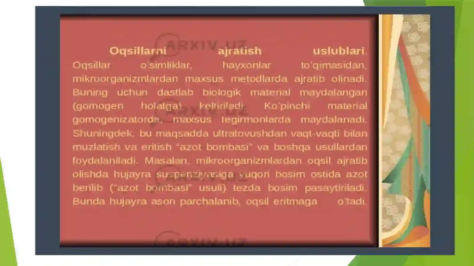 Oqsillarni tozalash usullari.Gel xromotografiya 4