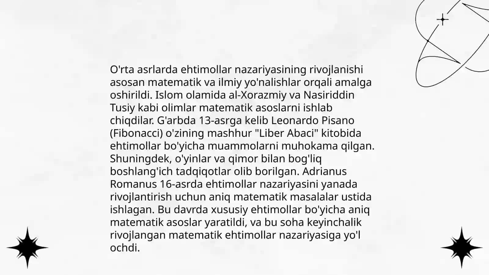 Ehtimollar nazariyasi rivojlanishining qisqacha tarixi.Elementar hodisalar va hodisalar 4