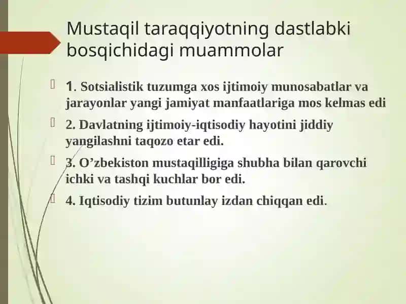 O’ZBEKISTONNING O’ZIGA XOS ISTIQLOL VA TARAQQIYOT YO’LI 4