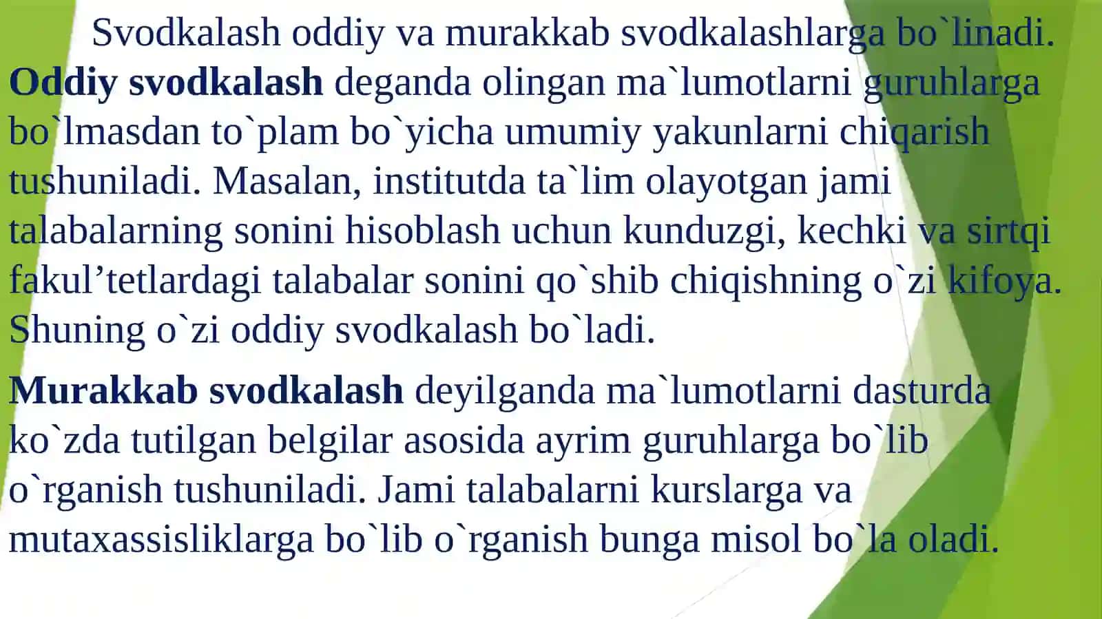 STATISTIK JAM'LASH VA GURUHLASH 4