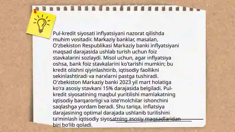 Markaziy bankning foiz stavkalari siyosati 4