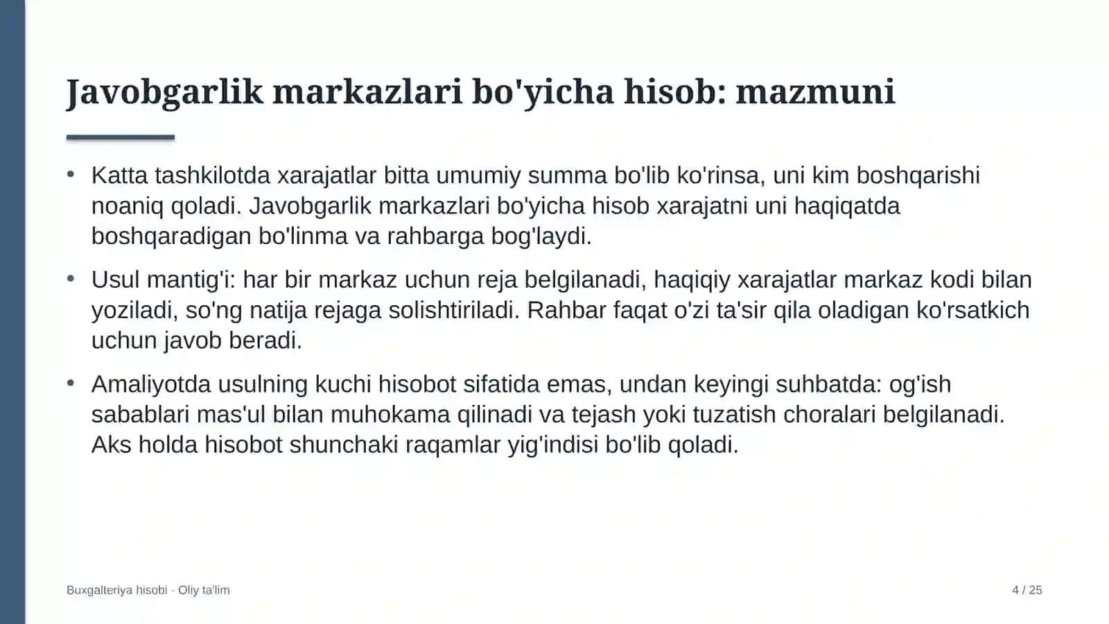 Festival turizmida xarajatlarni javobgarlik markazlari bo'yicha hisobga olish 4