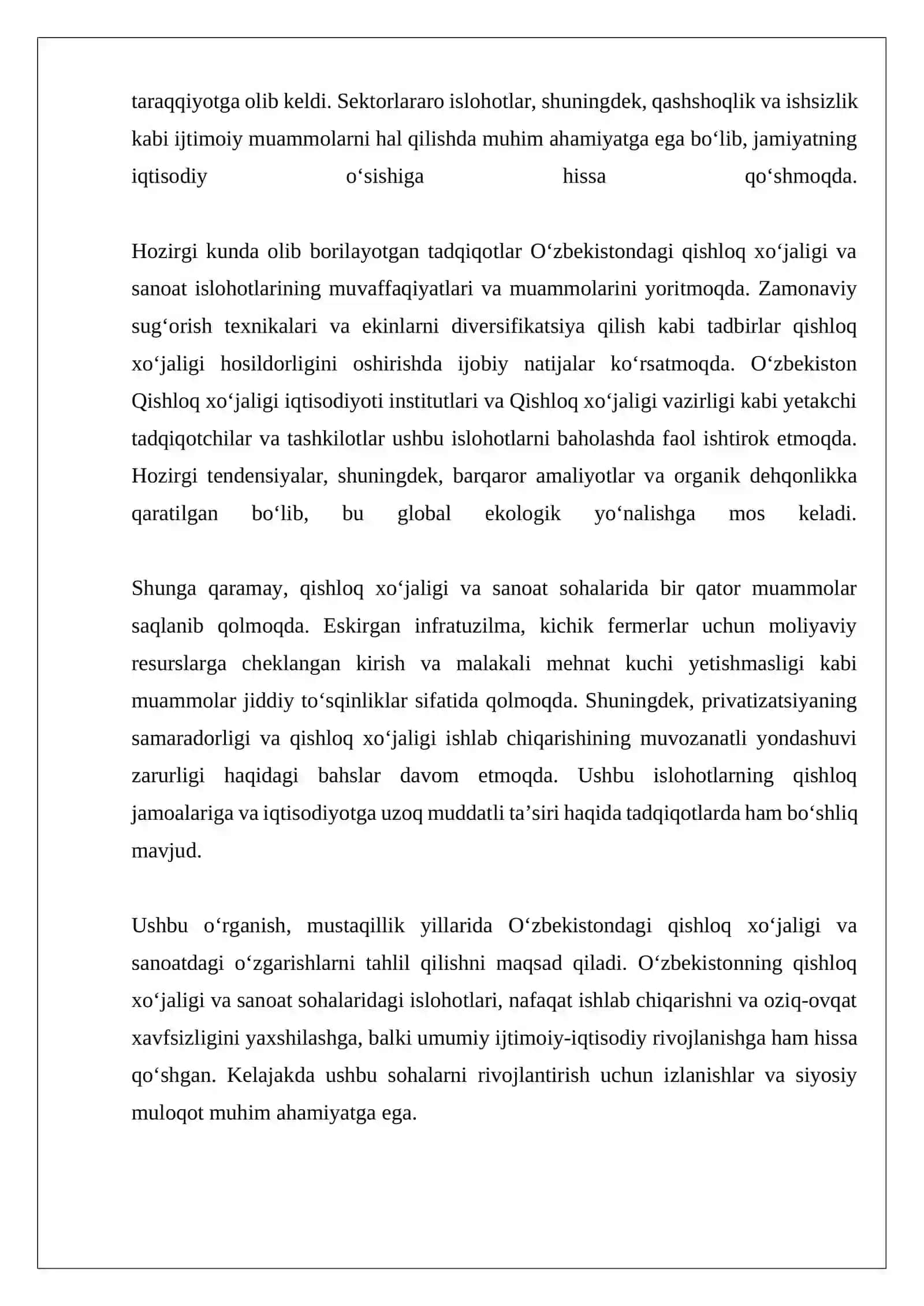 MUSTAQILLIK YILLARIDA QISHLOQ XO'JALIGI VA SANOAT SOHASIDAGI O'ZGARISHLAR 4