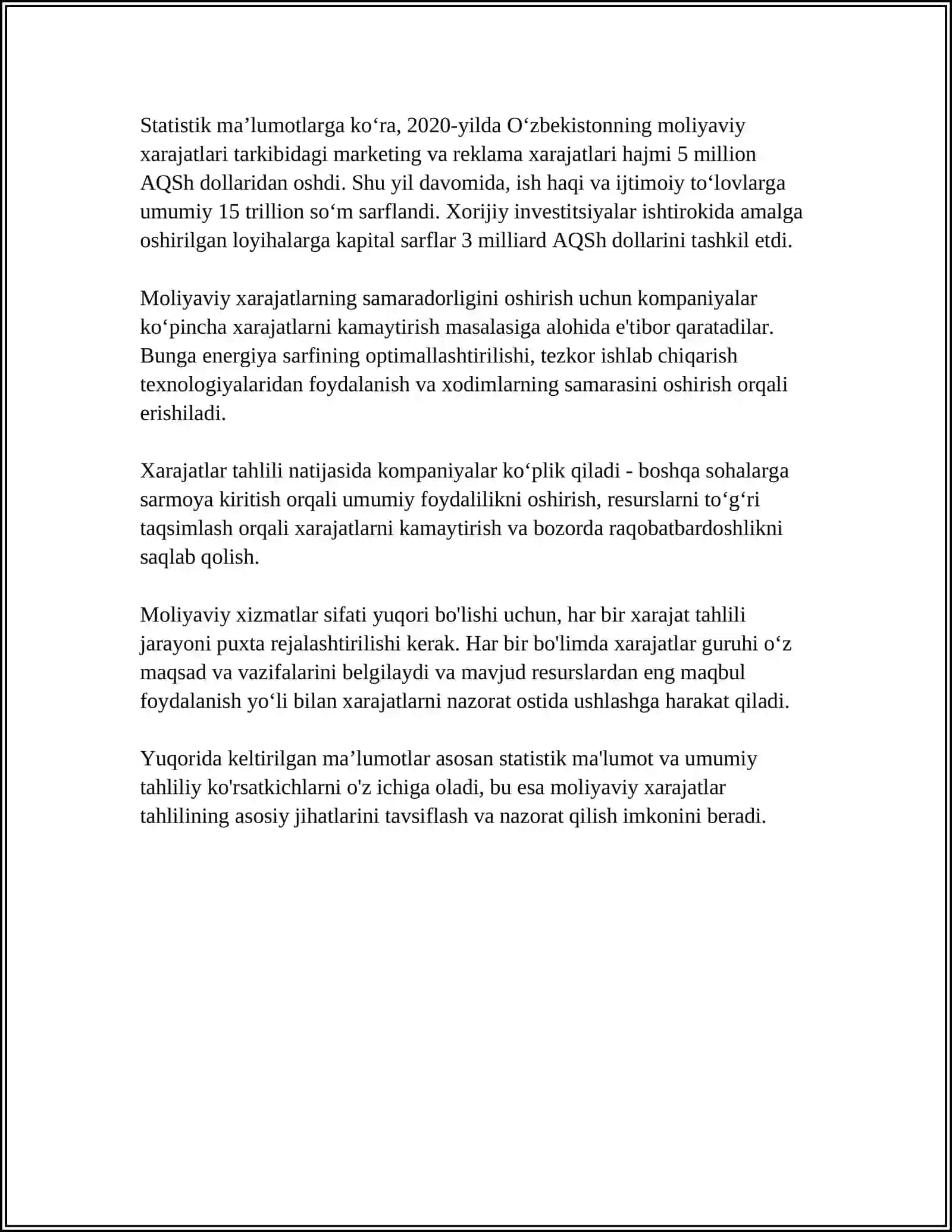 Moliyaviy faoliyat bo'yicha qilingan xarajatlar auditi 4