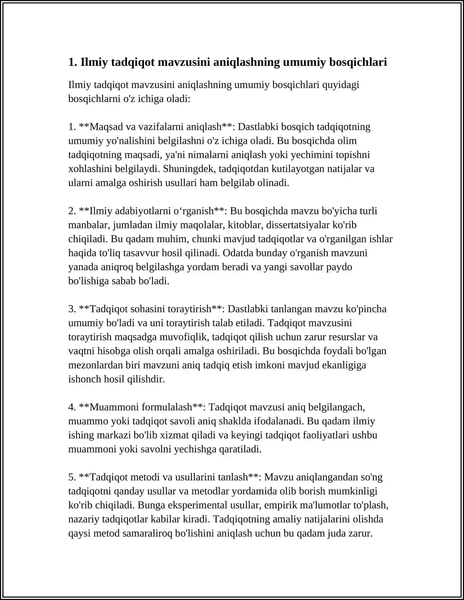 ILMIY TADQIQOT MAVZUSINI TANLASHNING OʻZIGA XOS XUSUSIYATI 4