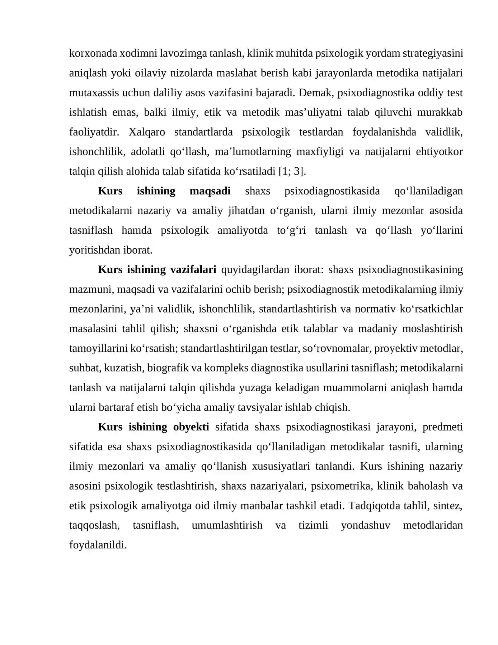 [SHAXS PSIXODIAGNOSTIKASIDA QO’LLANILADIGAN METODIKALAR TASNIFI] 4