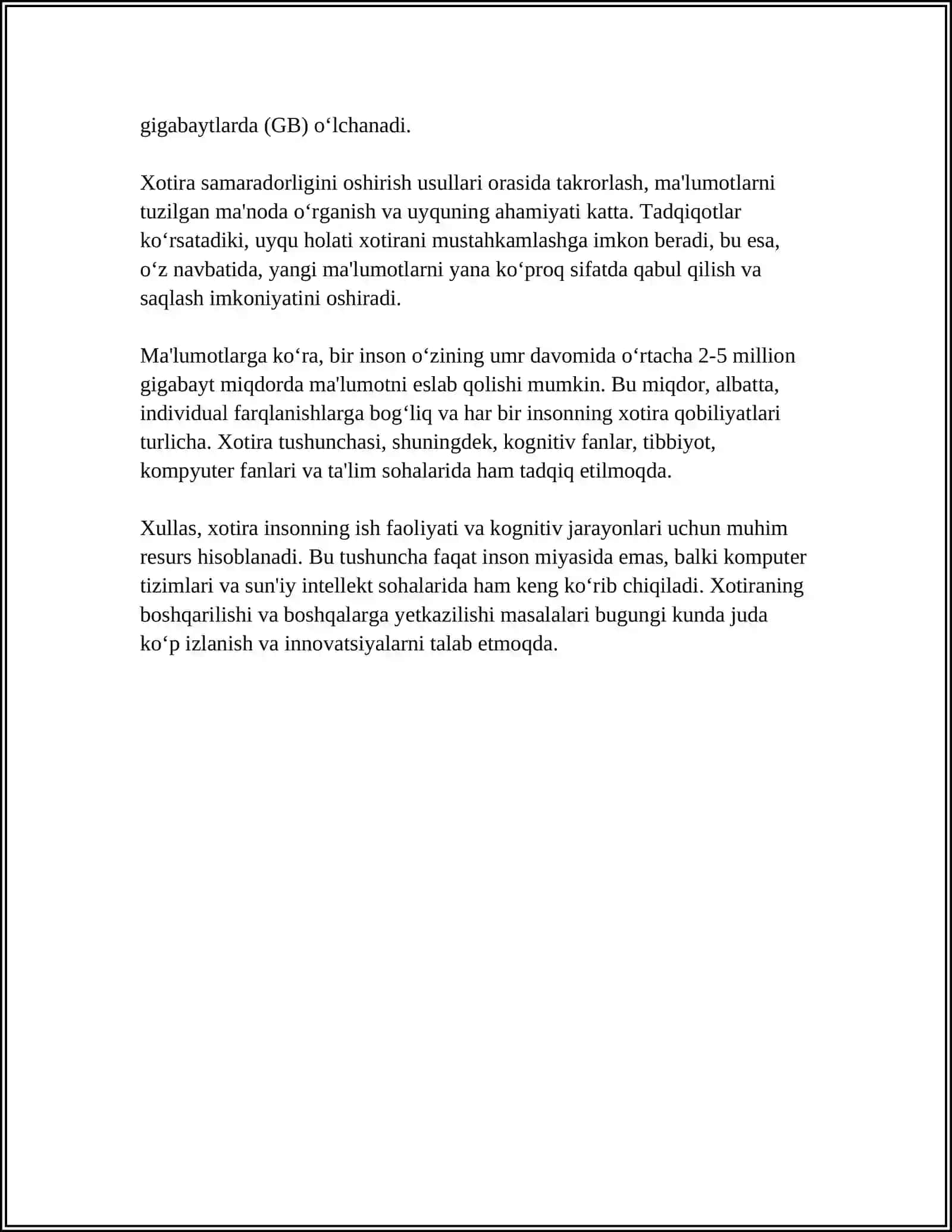 Xotira va Xotira Buzilishlari 4