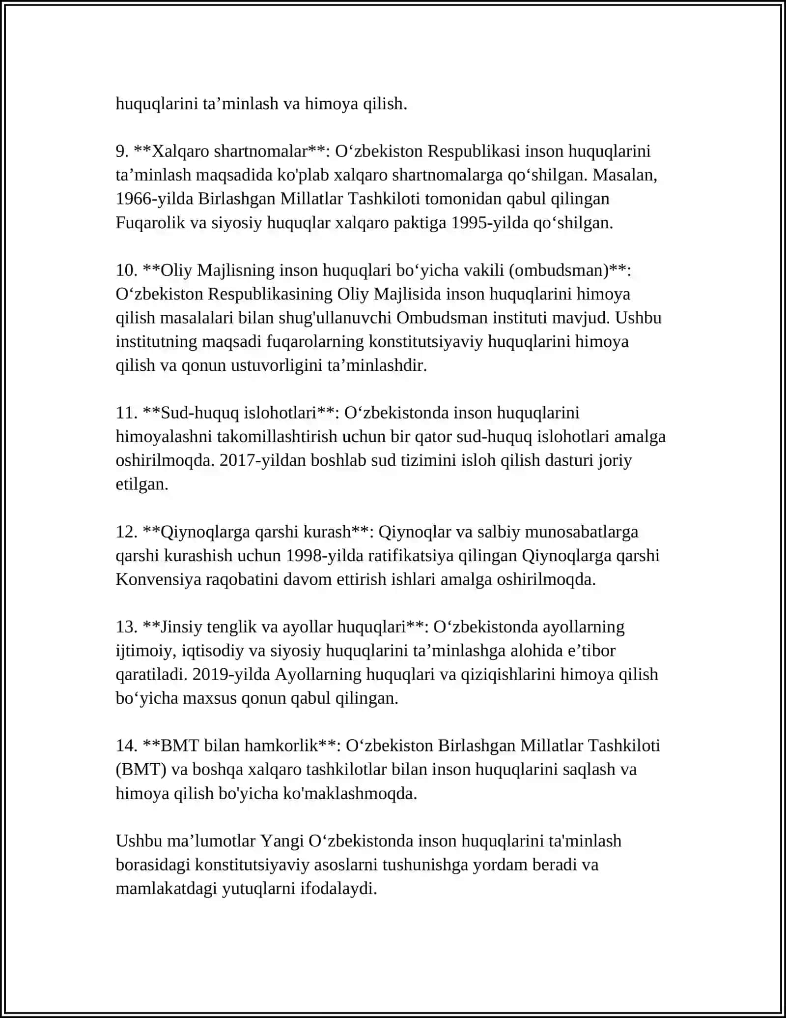 Yangi Oʻzbekistonda Inson Haq-Huquqlari va Erkinliklari Kafolatining Yaratilishi 4