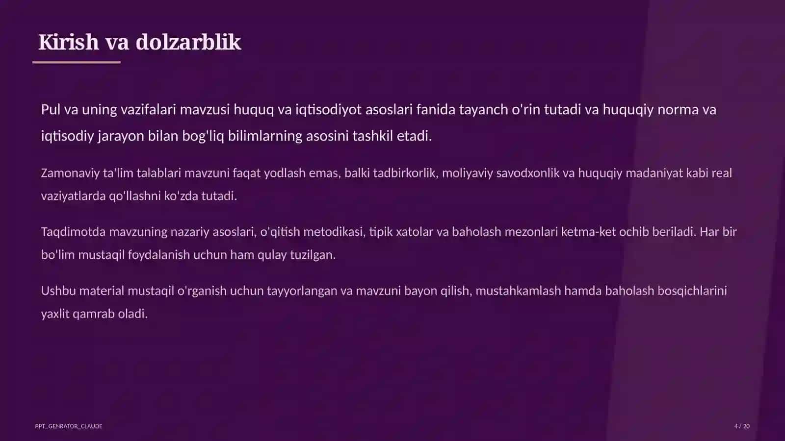 Pul va uning vazifalari (9-sinf) 4