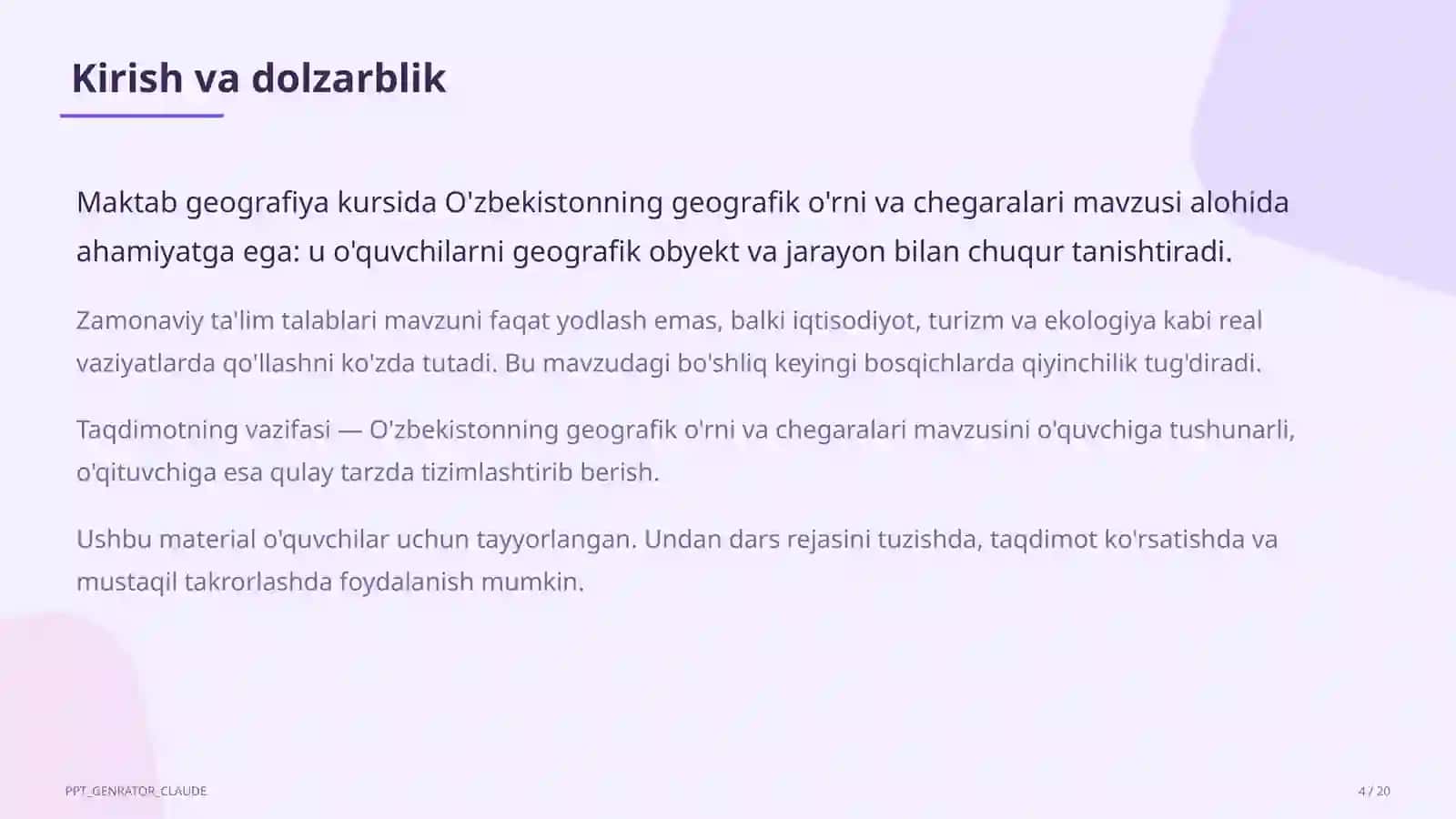 O'zbekistonning geografik o'rni va chegaralari (8-sinf) 4