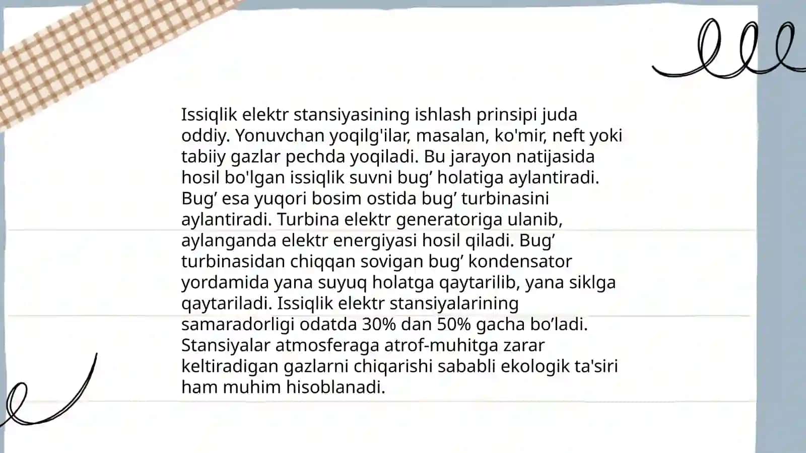 Issiqlik elektr stansiyasi haqida ma’lumot bering 4