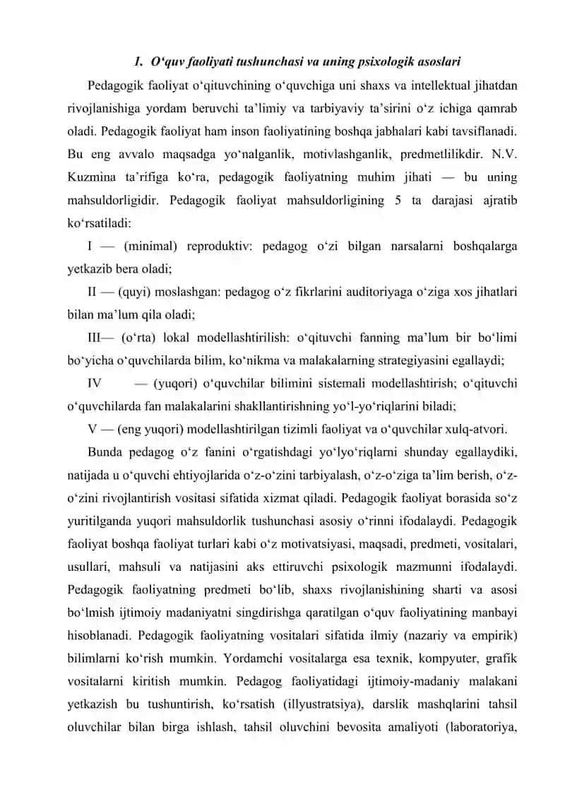 O`quv faoliyati nazariyalari 4