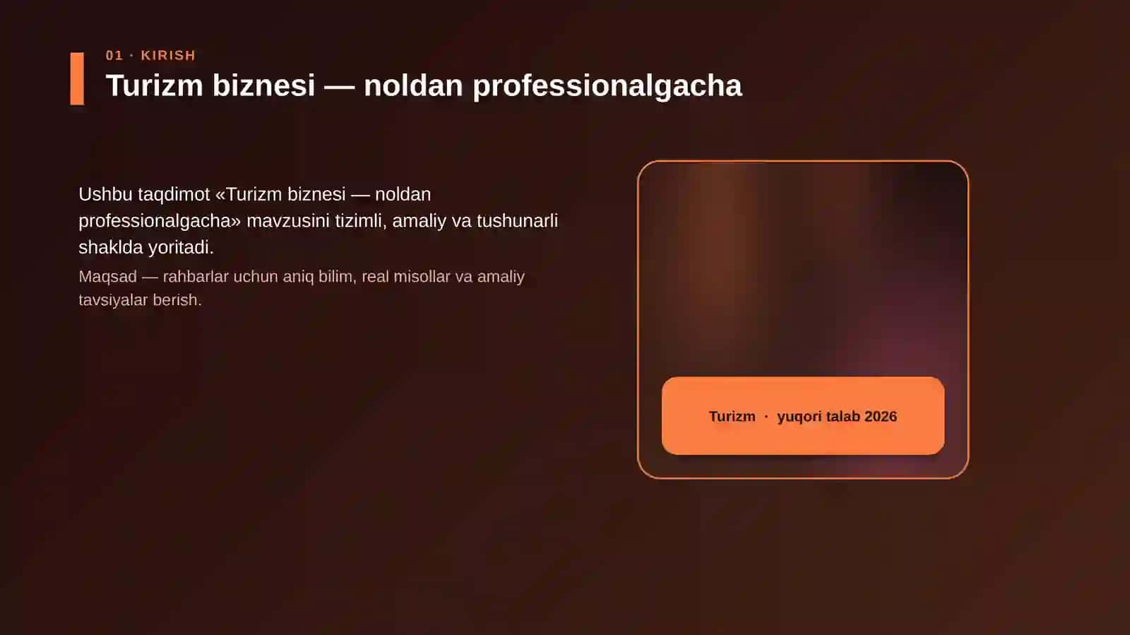 Turizm biznesi — noldan professionalgacha 4