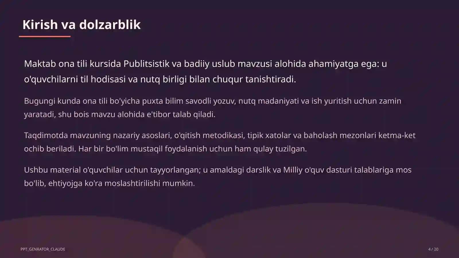 Publitsistik va badiiy uslub (10-sinf) 4