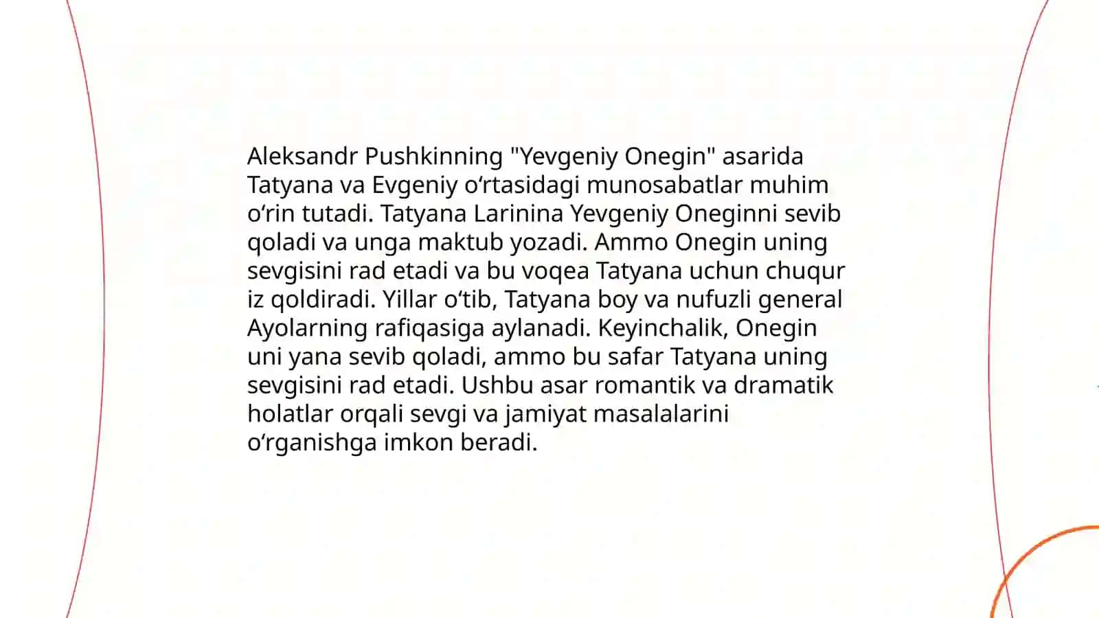 Pushkinning "Evgeniy Onegin" she'riy romanida muhabbat motivlari 4